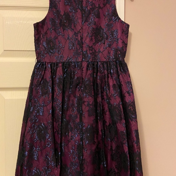 Beautiful purple dress with navy lace overlay - Picture 3 of 8